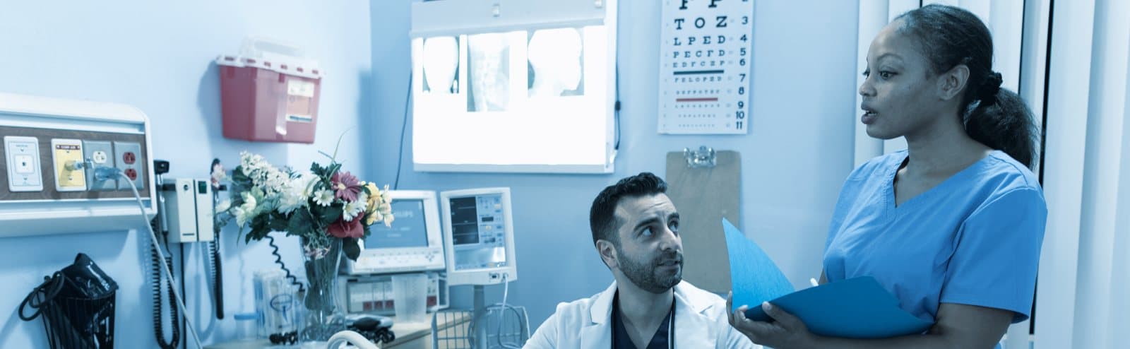 CRM and EHR records syncing both directions through a guarded hub
